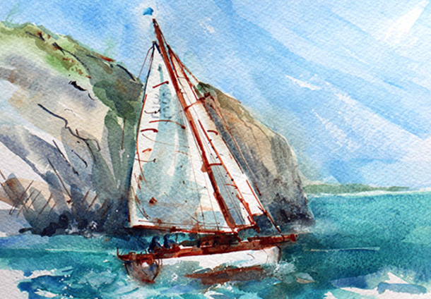 Sue Peak's watercolour of Sabrina